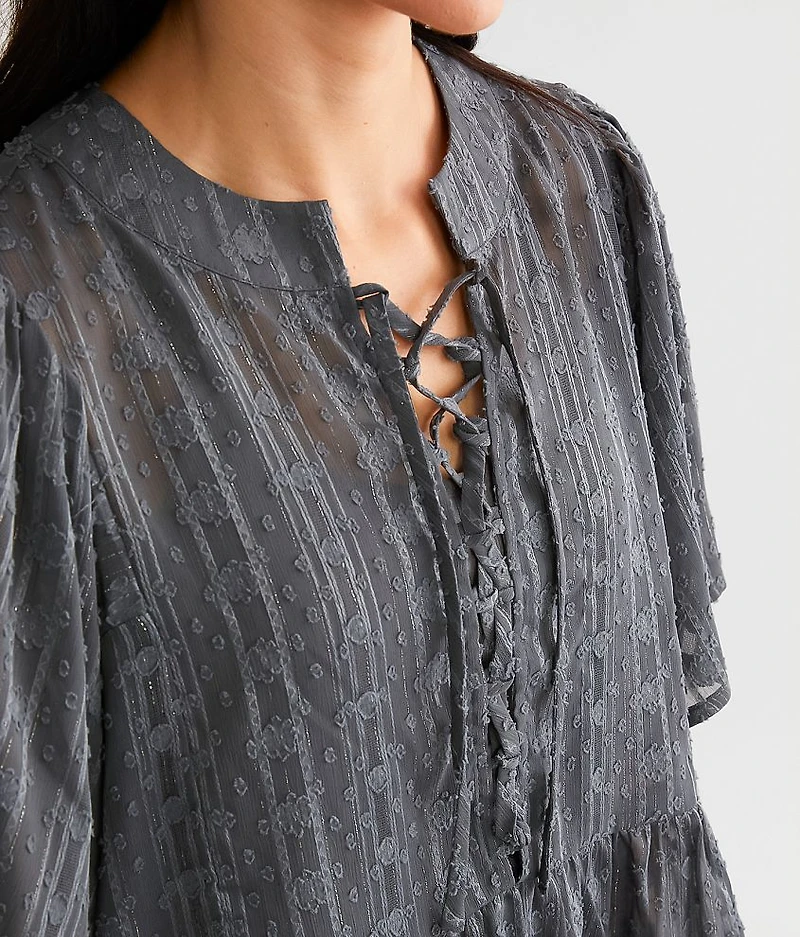 Metallic Chiffon Top