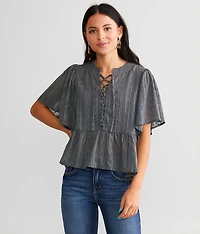 Metallic Chiffon Top