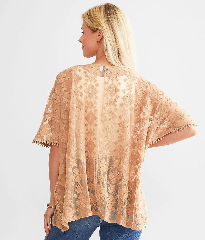 Embroidered Lace Mesh Top