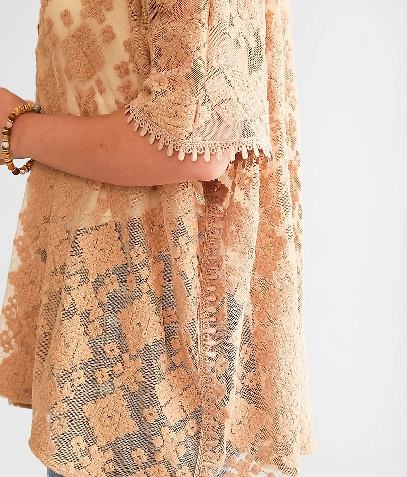 Embroidered Lace Mesh Top