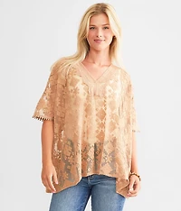 Embroidered Lace Mesh Top