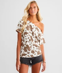 Cow Print Off The Shoulder Top