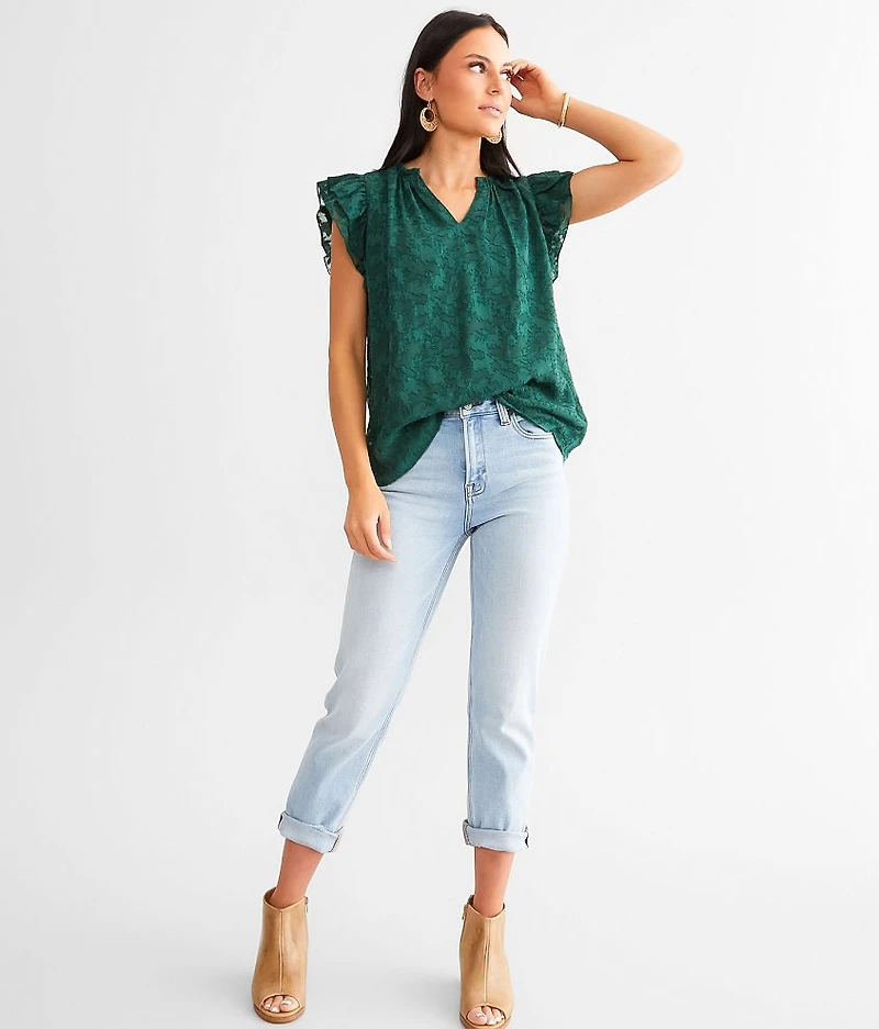 Jacquard Ruffle Top