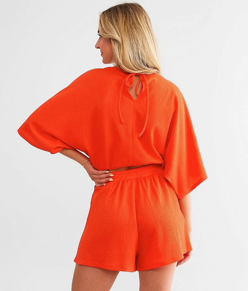 Textured Surplice Top