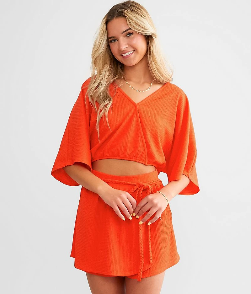 Textured Surplice Top