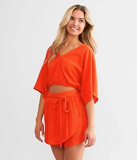 Textured Surplice Top