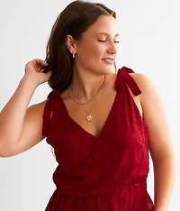Textured Floral Peplum Tank Top