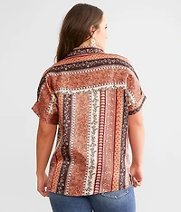 Floral Striped Satin Blouse