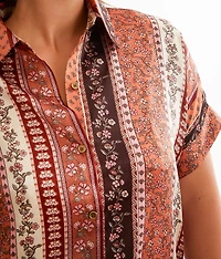 Floral Striped Satin Blouse