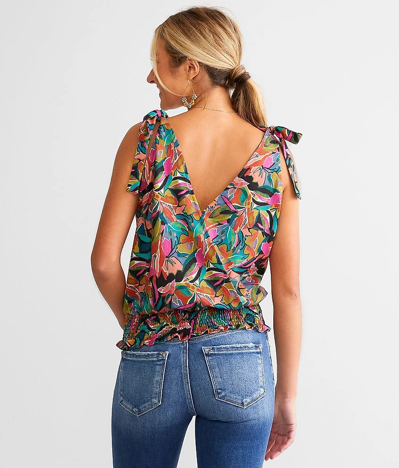 Floral Surplice Tank Top