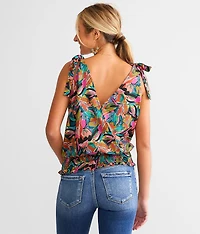 Floral Surplice Tank Top