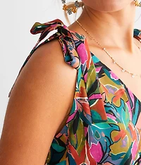 Floral Surplice Tank Top