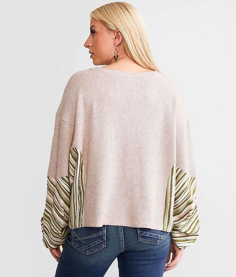 Pieced Metallic Dolman Top