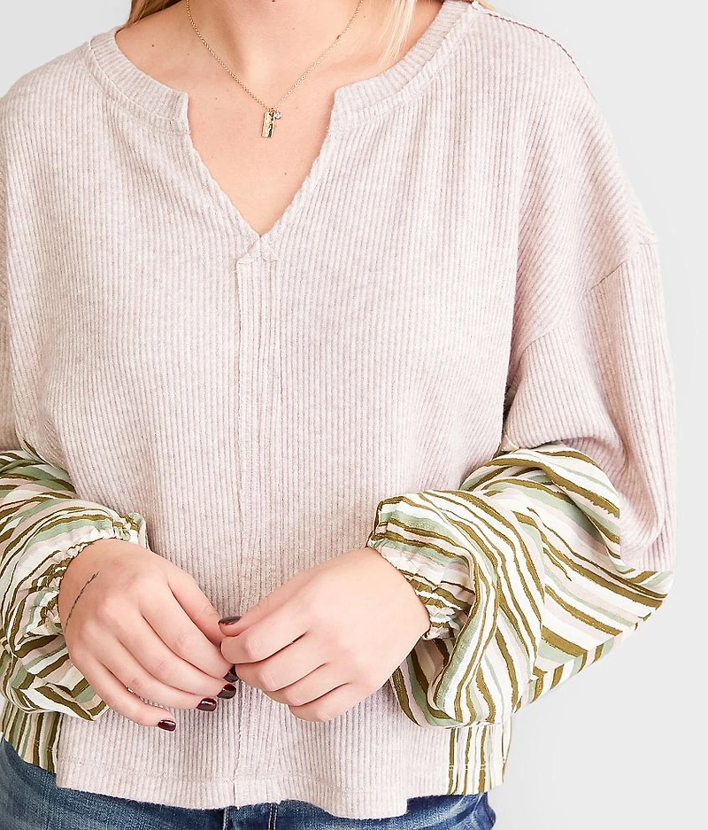 Pieced Metallic Dolman Top