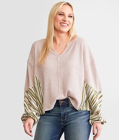 Pieced Metallic Dolman Top