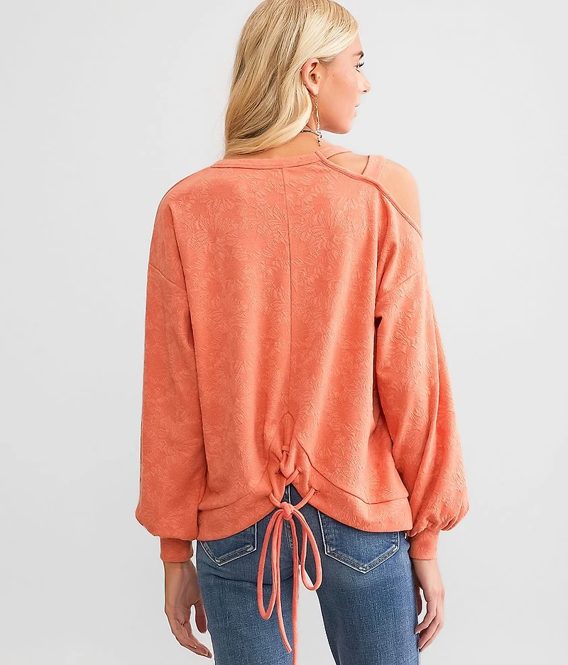 Textured Cold Shoulder Top