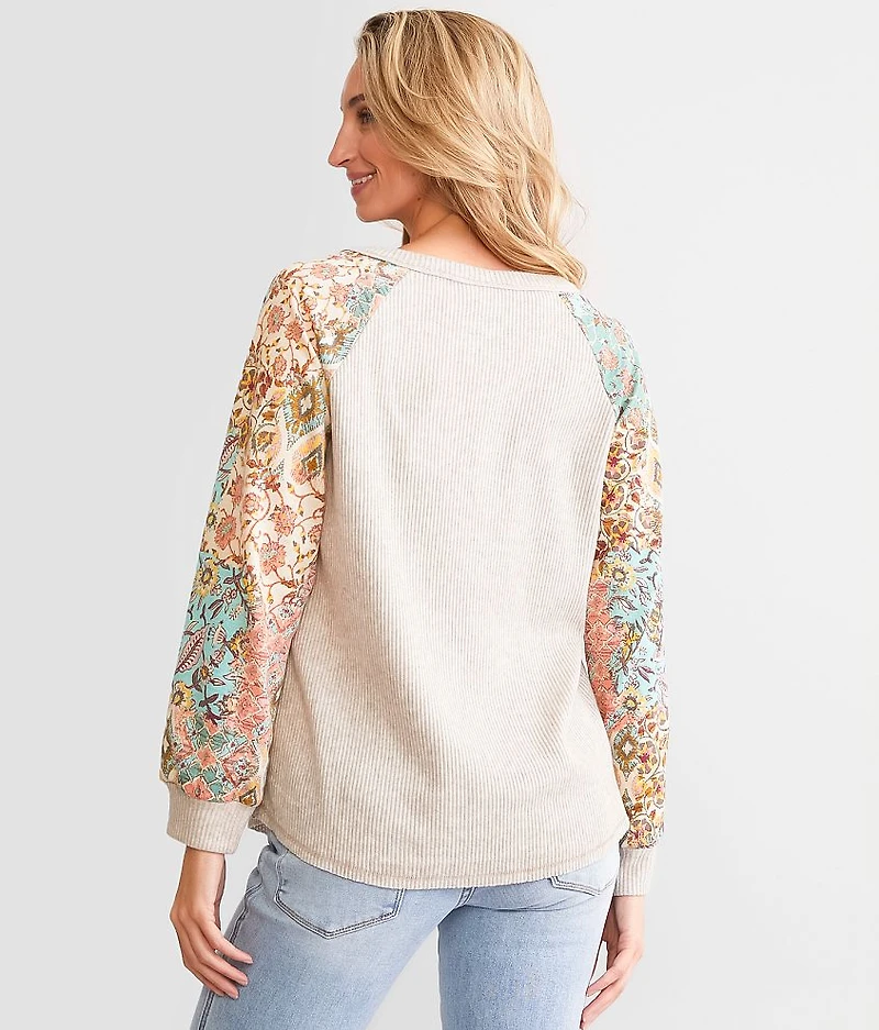 Floral Pieced Henley