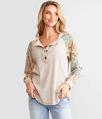 Floral Pieced Henley