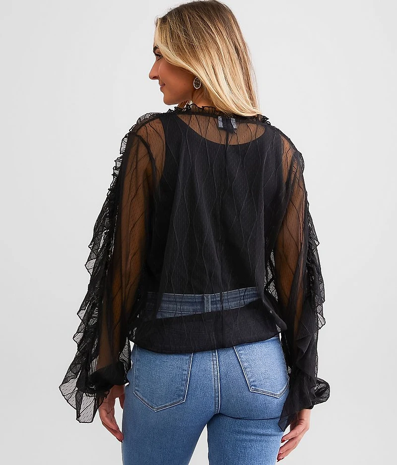 Ruffle Mesh Top