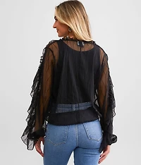 Ruffle Mesh Top