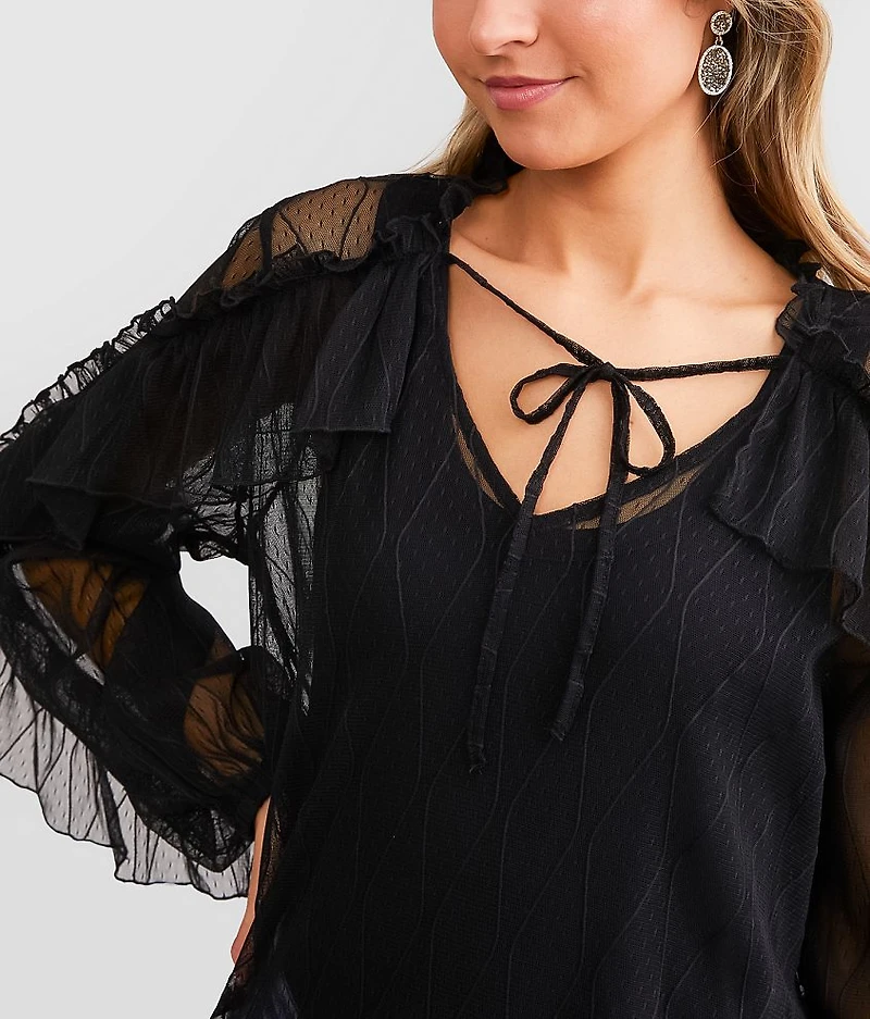 Ruffle Mesh Top