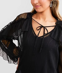 Ruffle Mesh Top