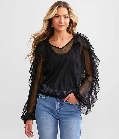 Ruffle Mesh Top