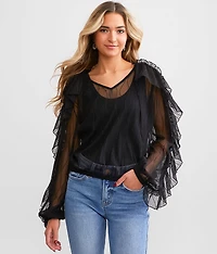Ruffle Mesh Top