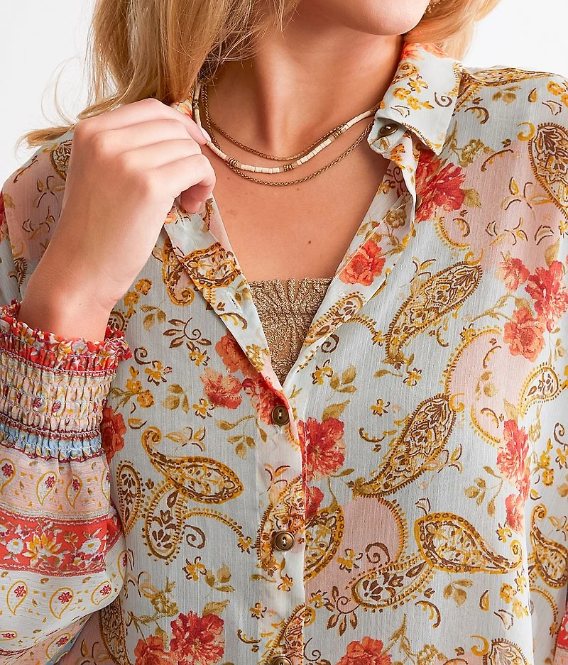 Floral Paisley Chiffon Blouse