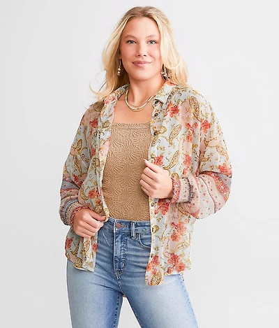 Floral Paisley Chiffon Blouse