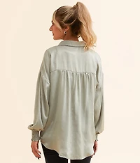 Satin Rhinestone Blouse