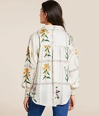 Floral Satin Oversized Blouse