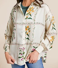 Floral Satin Oversized Blouse