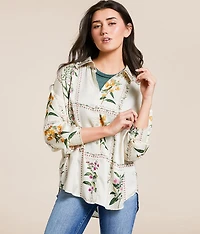 Floral Satin Oversized Blouse