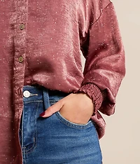 Rhinestone Satin Blouse