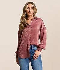 Rhinestone Satin Blouse