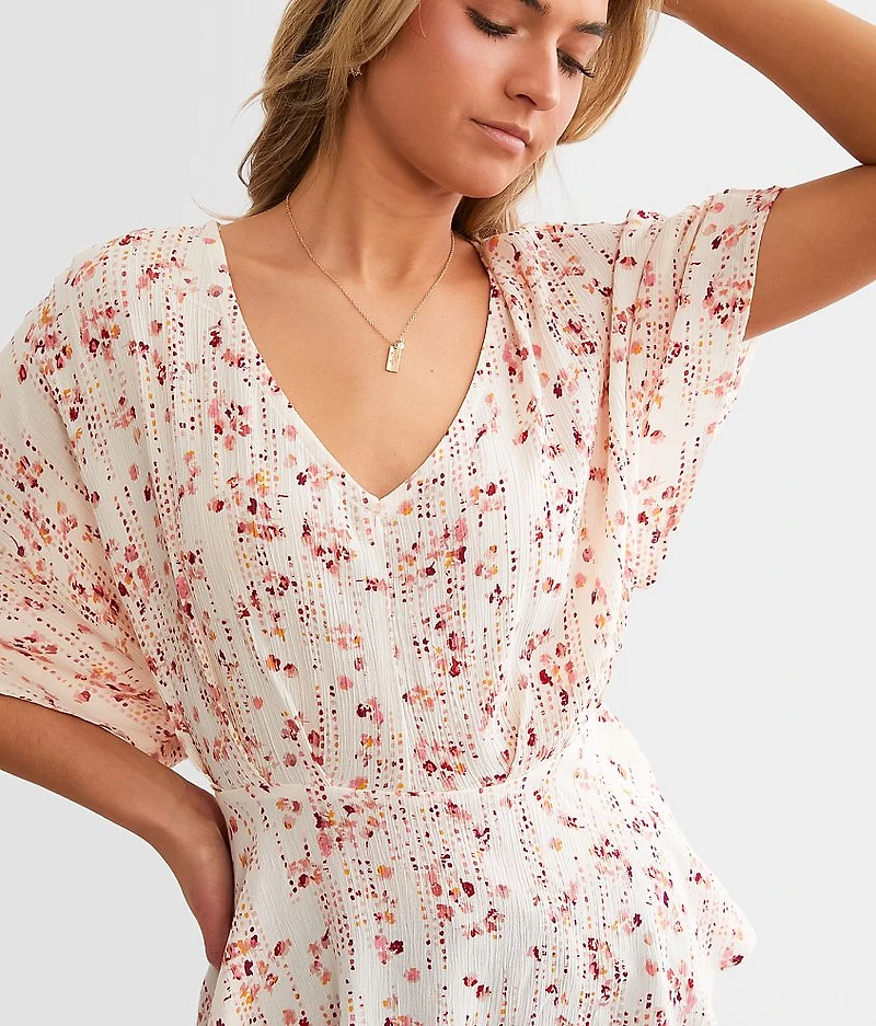Crinkle Pleated Peplum Top
