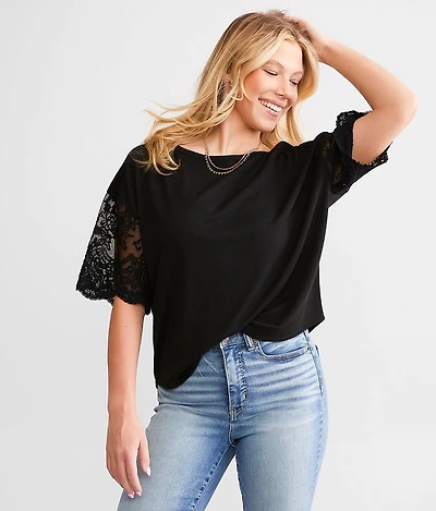Mesh Lace Sleeve Top