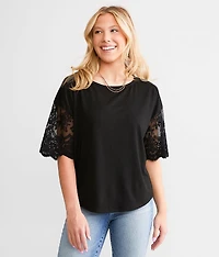 Mesh Lace Sleeve Top