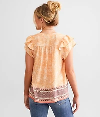 Floral Print Flutter Sleeve Top