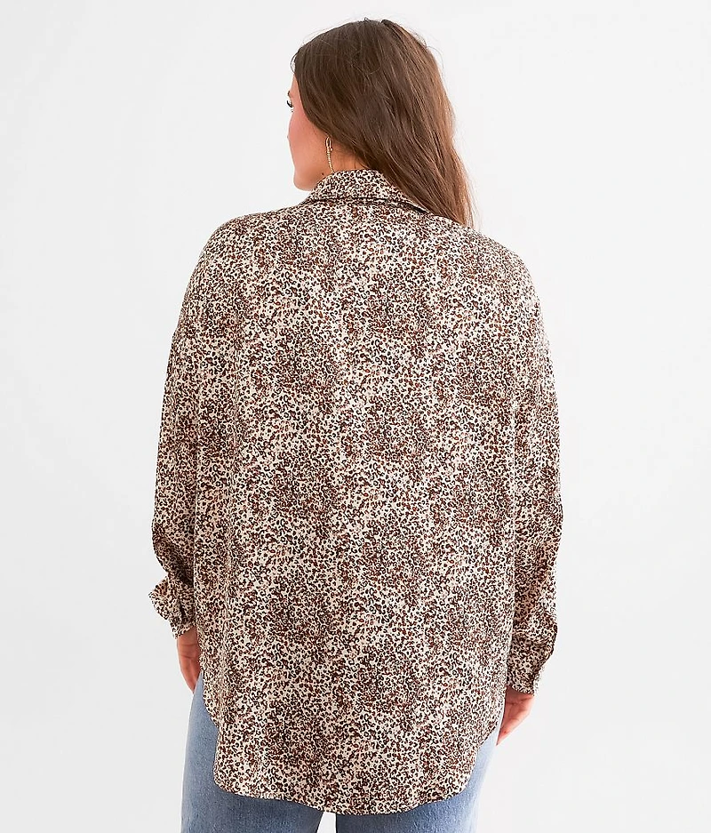 Cheetah Satin Oversized Blouse