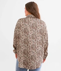 Cheetah Satin Oversized Blouse