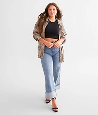 Cheetah Satin Oversized Blouse