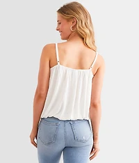 Textured Crochet Trim Tank Top