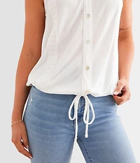Textured Crochet Trim Tank Top