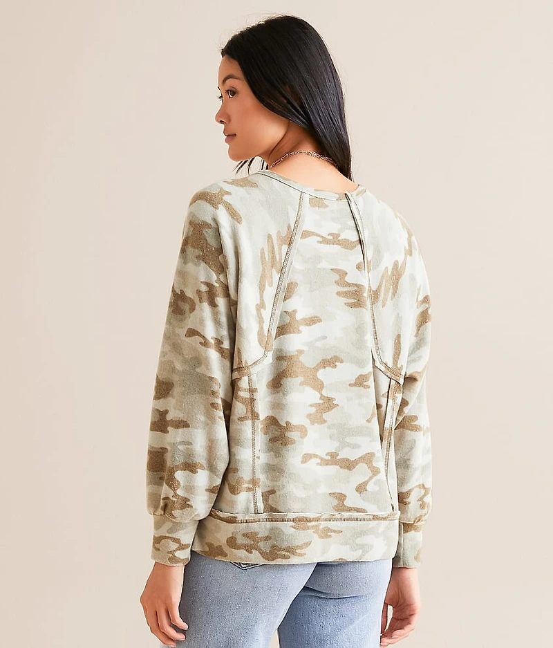 Pieced Camo Print Top