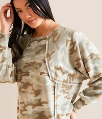 Pieced Camo Print Top