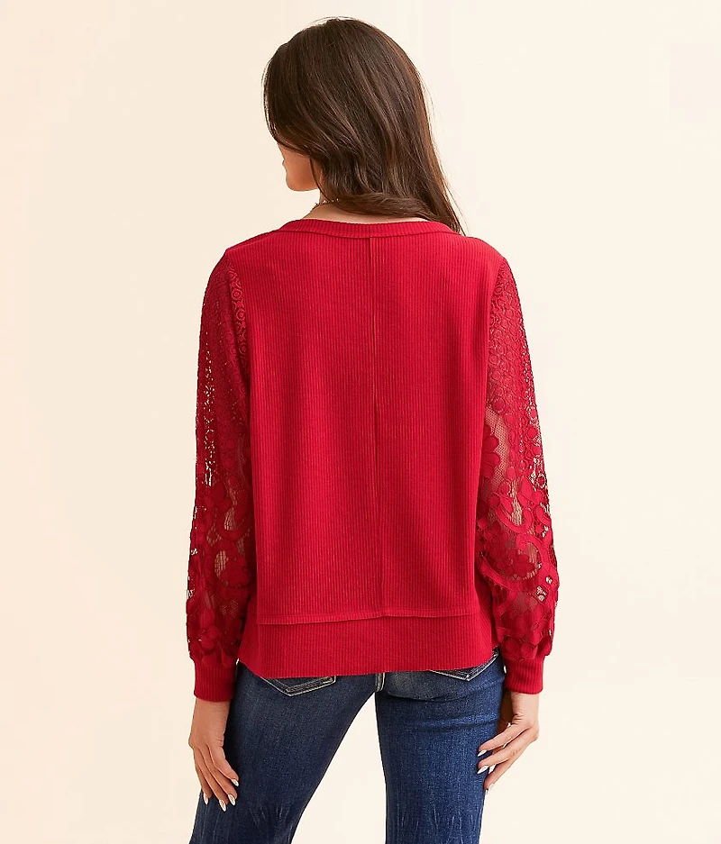 Floral Lace Sleeve Top