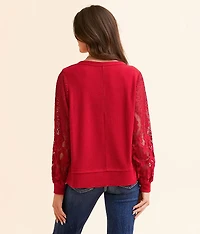 Floral Lace Sleeve Top