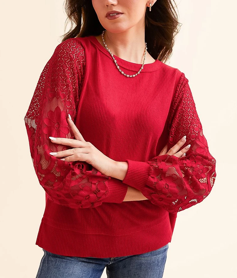 Floral Lace Sleeve Top